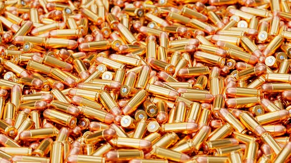 Seamless looping animation of shiny bullets. Munition depot. The ammo dump. alt