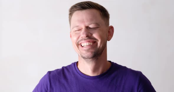Surprised Man Listening to Gossip and Showing His Indifference on White Background  Movie alt