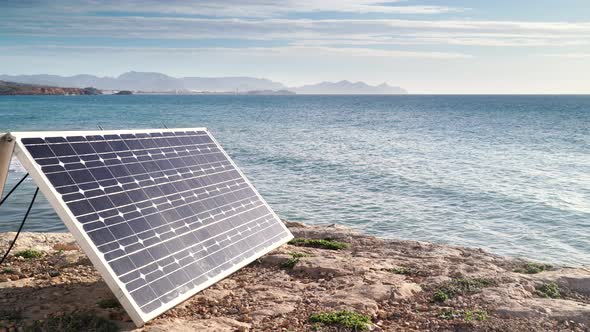 Solar Panel Outdoors On Sea Coast