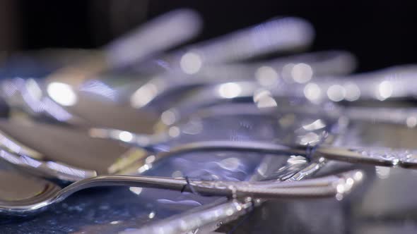 Close Up the Finished Products of the Silver Factory  Silver Spoons alt