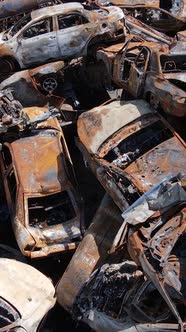 Vertical Video of Destroyed Cars in the City of Irpin Ukraine alt