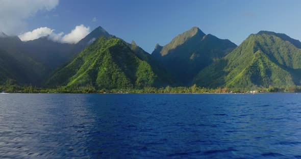 Aerial shot of amazing lush jungle island