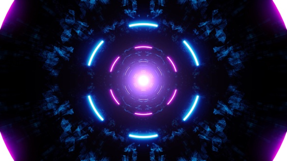 Flickering Neon Curved Lamp in the Dark Geometric Cave alt