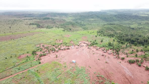 Aerial image of a devastated area in the Amazon after soybean planting. alt