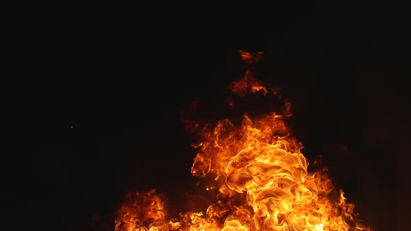 Burning Loop of Fire Heat and Smoke on Dark Background