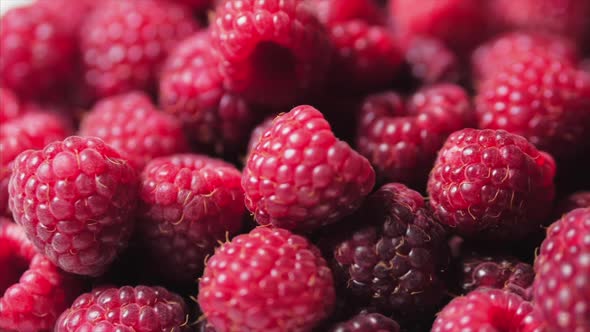 Close Up Rotation Loopable Raspberry. Fresh, Juicy Raspberry Background, Ripe. Macro Red Raspberries alt