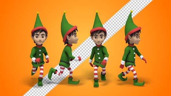 Christmas Elf Running And Walking (4-Pack)