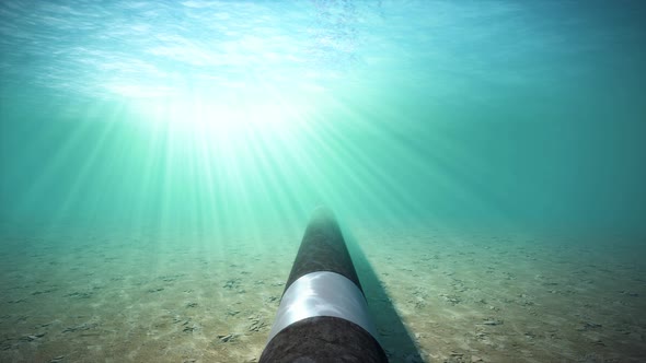 Underwater Gas Pipeline on Seabed 4k