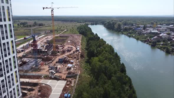 View of a Residential Neighborhood of Multi-storey, Multi-apartment Buildings with Bright Facades in alt