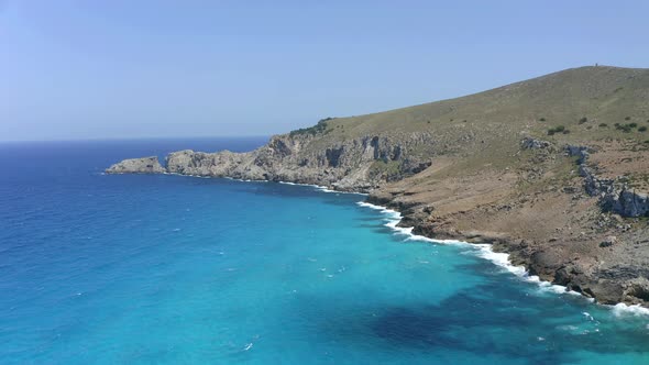 Cliffs at Cala Agulla, Cala Mesquida, Mallorca, Spain alt
