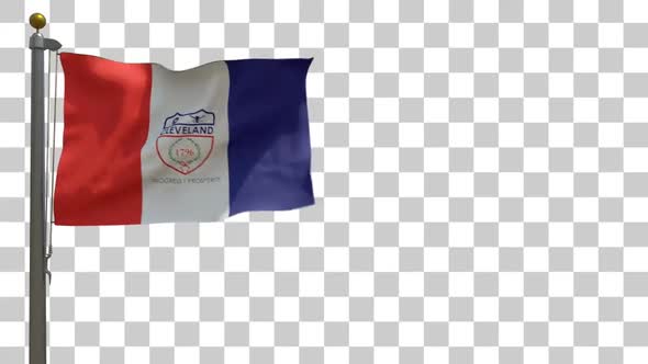 Cleveland City Flag on Flagpole with Alpha Channel alt