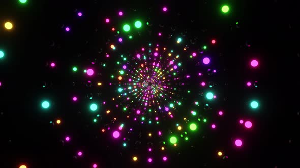 Ring Tunnel Of Shimmering Neon Balls 4K alt