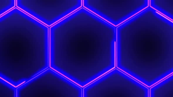 Abstract seamless 4K video animation. Video animation of glowing neon abstraction honeycomb alt