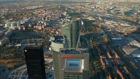 High Angle View of Tallest Spanish Buildings in Cuatro Torres Business Area alt
