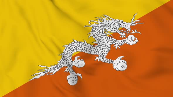 Bhutan flag seamless closeup waving animation. Vd 1994