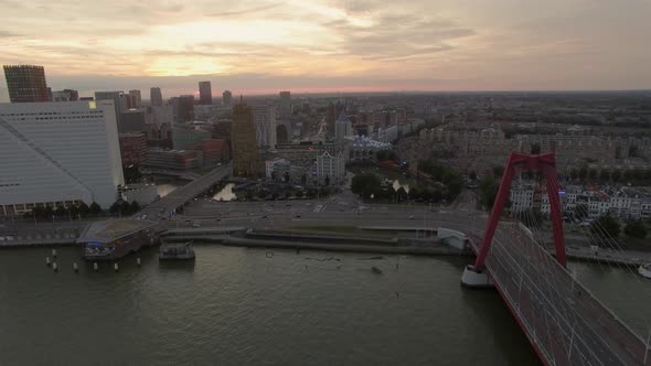 Flying Over Rotterdam at Sunset alt