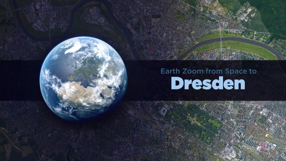 Dresden (Germany) Earth Zoom to the City from Space