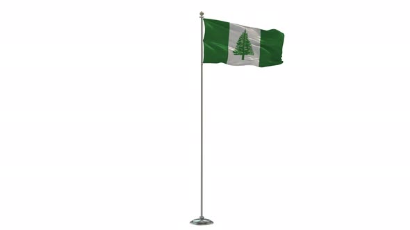 Norfolk Island   loop 3D Illustration Of The Waving Flag On Long  Pole With Alpha