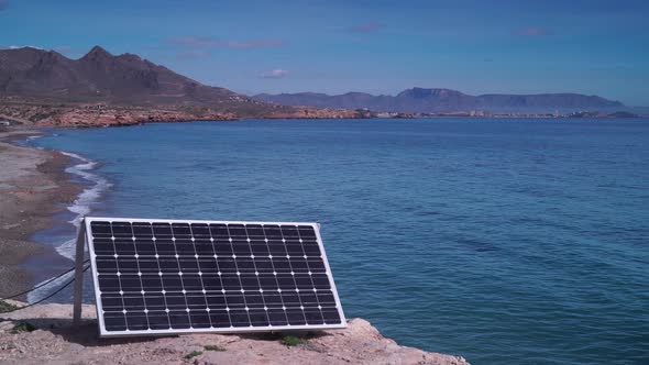 Solar Panel on Sea Coast.