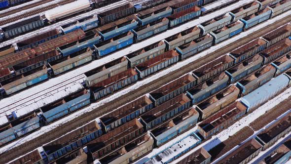 Rows of Trains in Winter