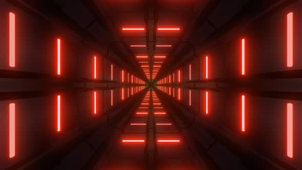 4k Geometric Red Neon Tunnel
