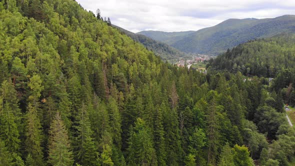 Beautiful Village in the Mountains From a Height