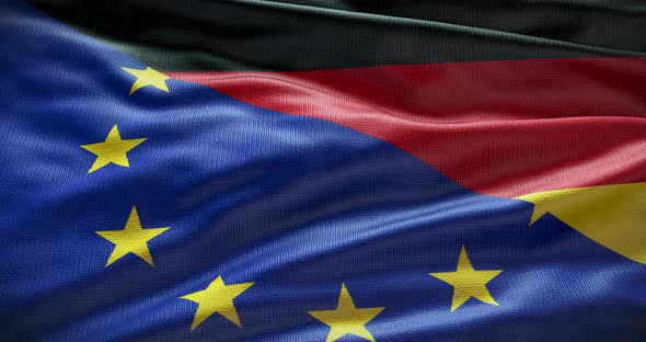 Germany and EU waving flag animation 4K alt