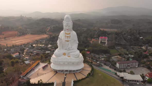 Aerial view of statue of Guan Yin. alt