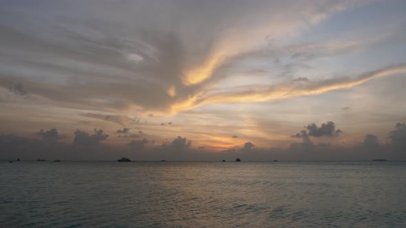 Sunset on Maldives on Tropical Meeru Island.