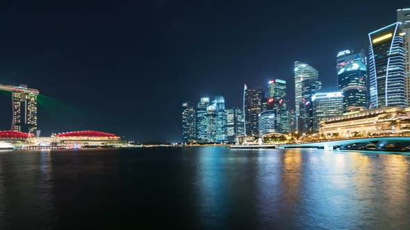 Singapore | Pan motion view of the Skyline at Night alt