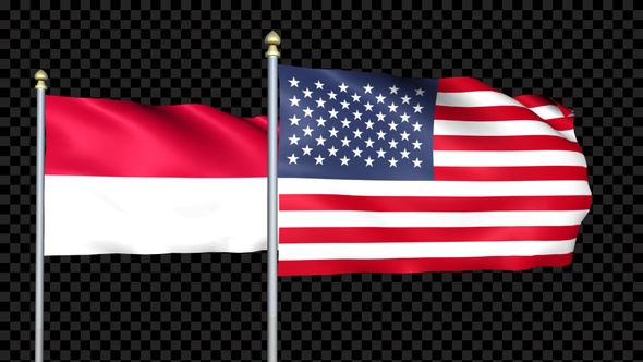Monaco And United States Two Countries Flags Waving alt