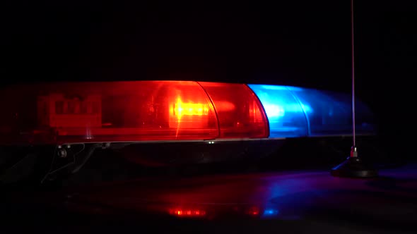 Police Lights in Flashing at Night alt
