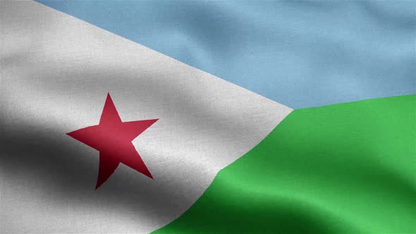 Djibouti Flag Seamless Closeup Waving Animation alt