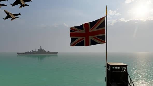British Flag Warship and Flying Warplanes alt