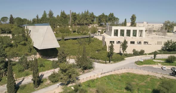 Aerial view of Israel Holocaust Museum, Jerusalem, Israel. alt