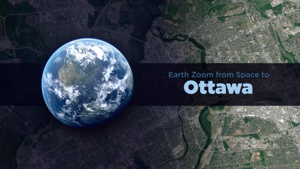 Ottawa (Ontario, Canada) Earth Zoom to the City from Space