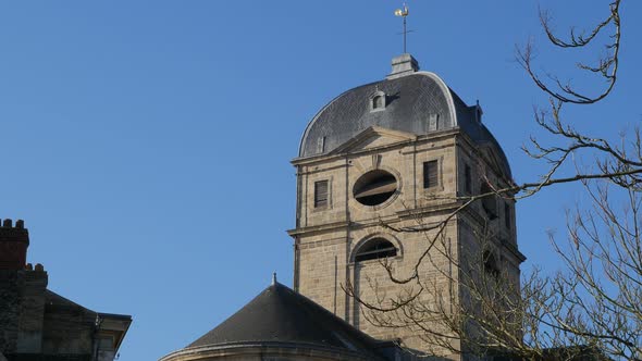 Tower of Alencon basilique Notre Dame in France Lower Normandy by the day 4K 2160p UHD footage - Got alt