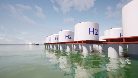 Big Farm with Hydrogen in the Sea H2 Renewable Energy Concept alt