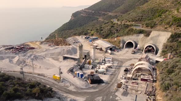 Motorway Tunnel Construction Site Aerial View alt