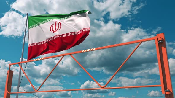 Flag of Iran and Swing Arm Barrier alt