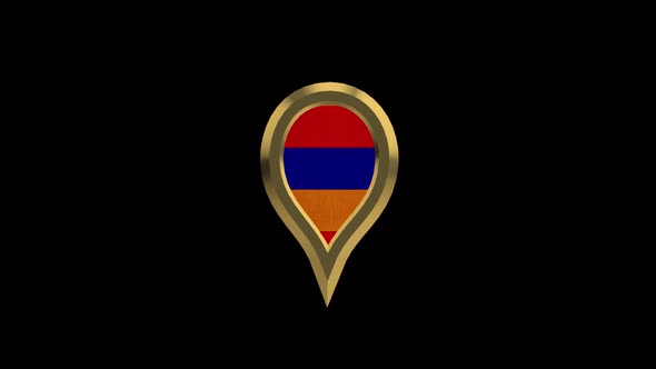 Armenia Flag 3D Rotating Location Gold Pin Icon alt