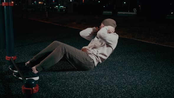 Hard Working Man Training Outdoor. alt