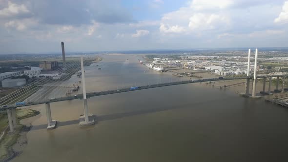 Suspension Bridge With Traffic Circling alt