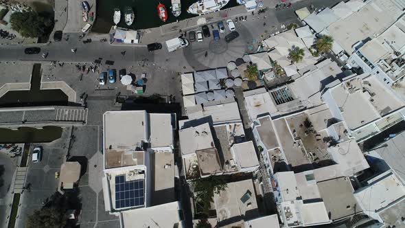 Town of Naoussa on the island of Paros in the Cyclades in Greece seen from th alt