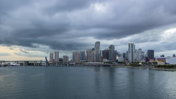 Miami Downtown Skyline and Bay at Sunset alt