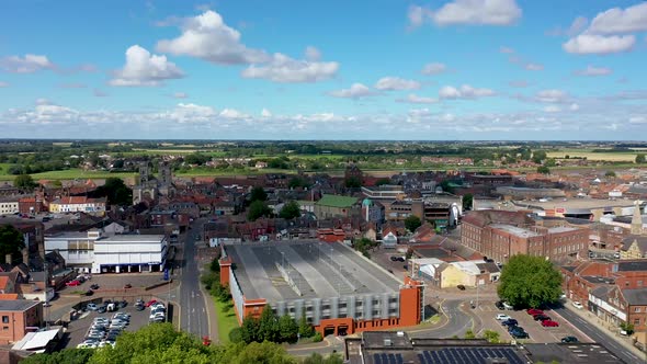 Aerial footage of the beautiful town of King's Lynn a seaport and market town in Norfolk England UK alt