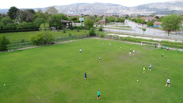 Aerial View of a Stadium Soccer Field