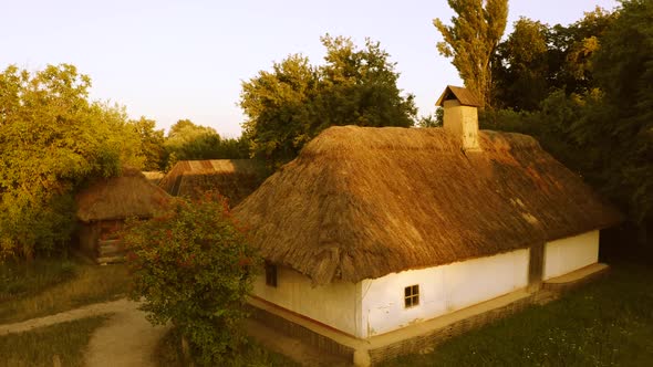 Countryside Yard with Old Traditional Medieval Hut Houses alt