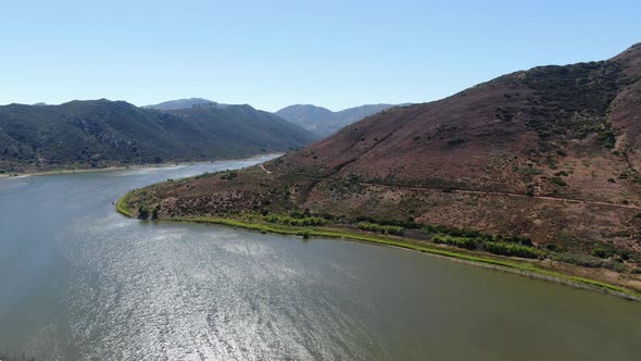 Aerial View of Inland Lake Hodges and Bernardo Mountain, San Diego County, California alt