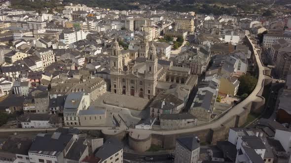 Aerial View of Lugo Walled City , Galicia, Spain. alt